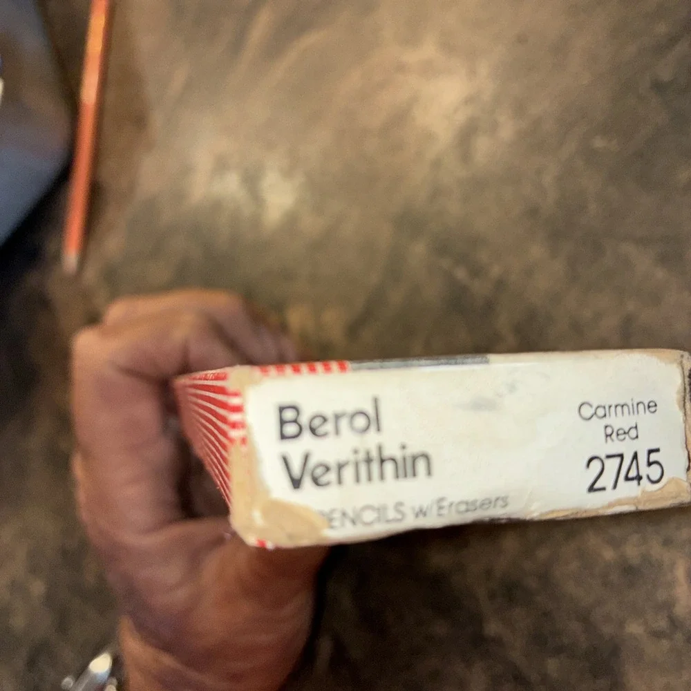Box of 12 Berol Verithin Carmine Red 2745 Pencils Eagle Colored